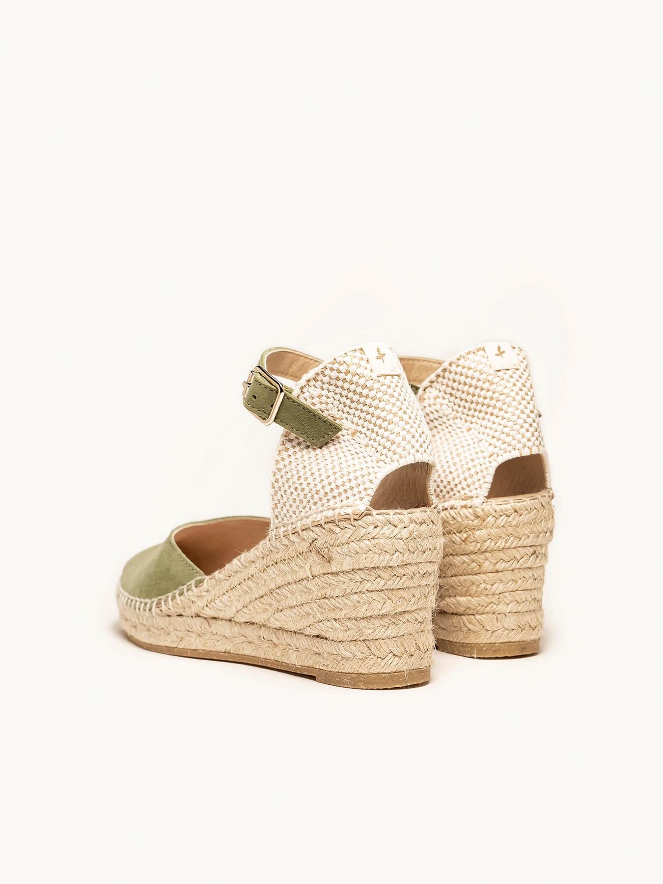Jara Cuña 7 cm Ante Verde Kaki