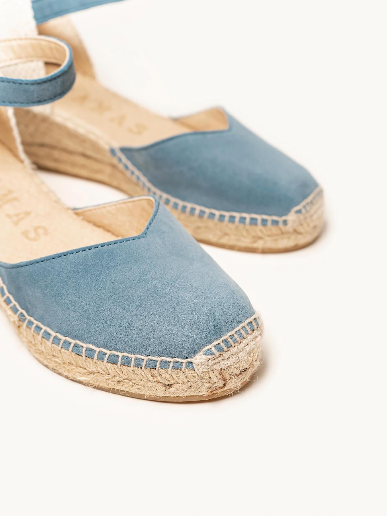 Jara Cuña 5 cm Ante Azul Jeans