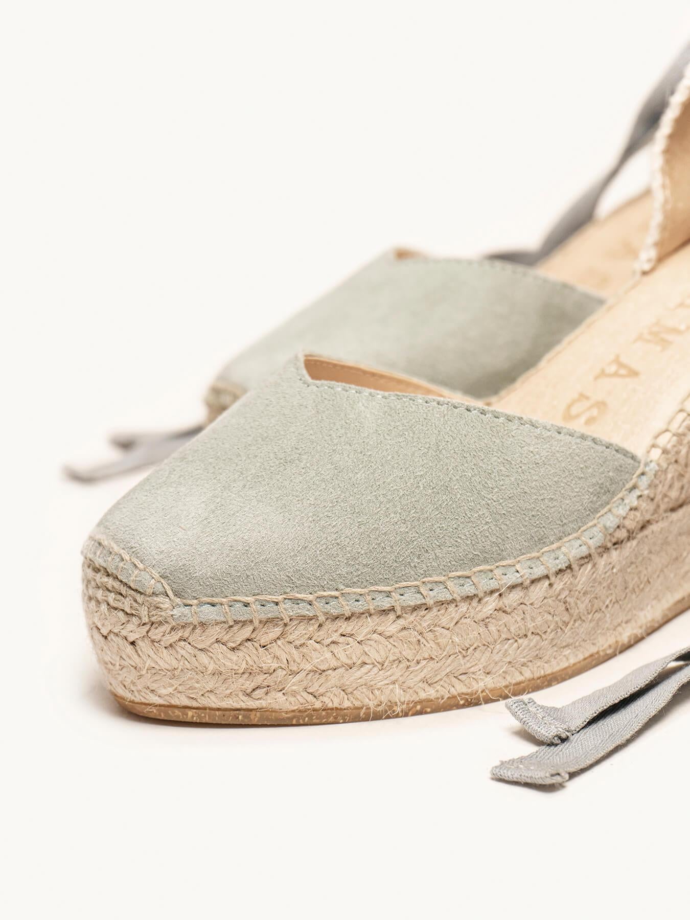 Romero Cuña Media Plataforma Ante Verde Claro