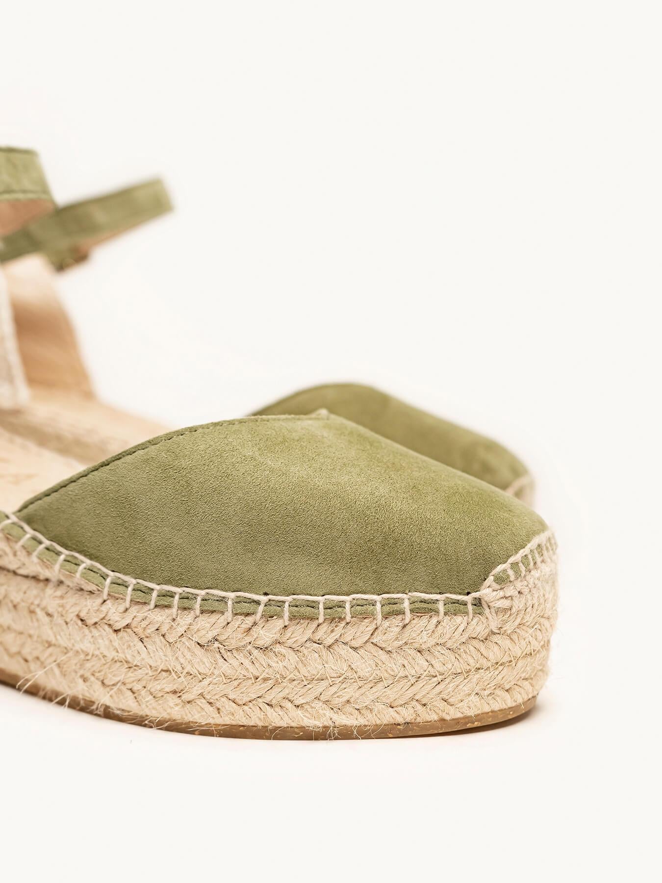 Jara Cuña 6 cm Ante Verde Kaki