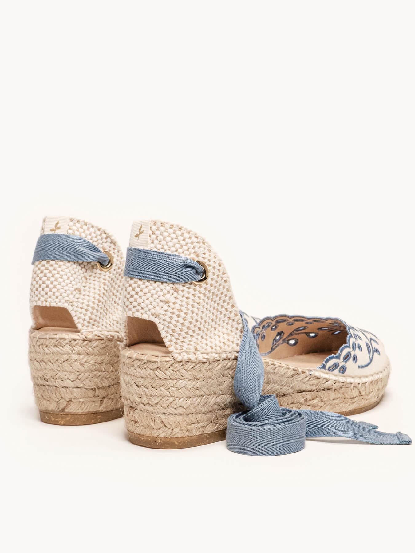 Romero Cuña 5 cm Bordado Azul Jeans