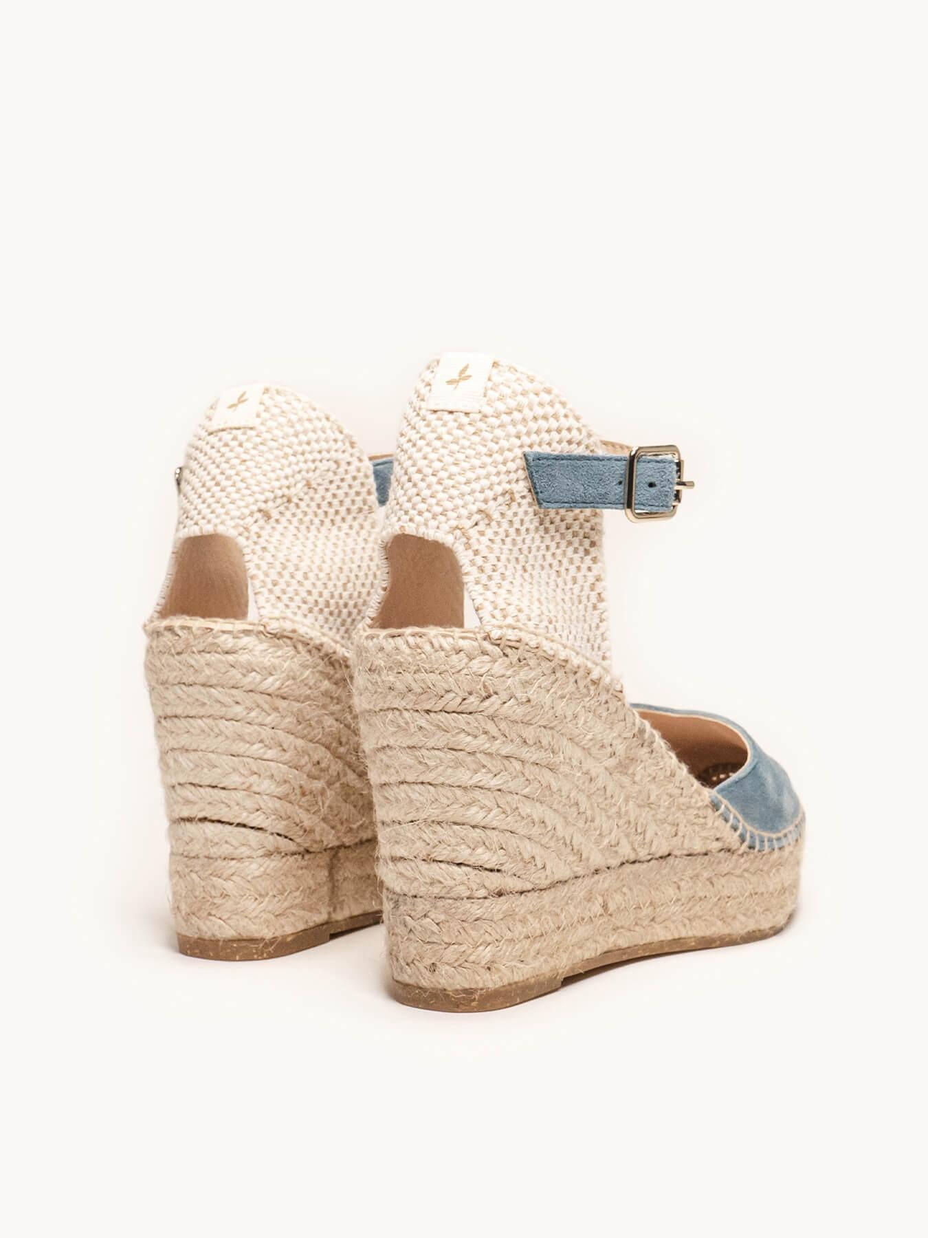 Jara Cuña 10 cm Ante Azul Jeans