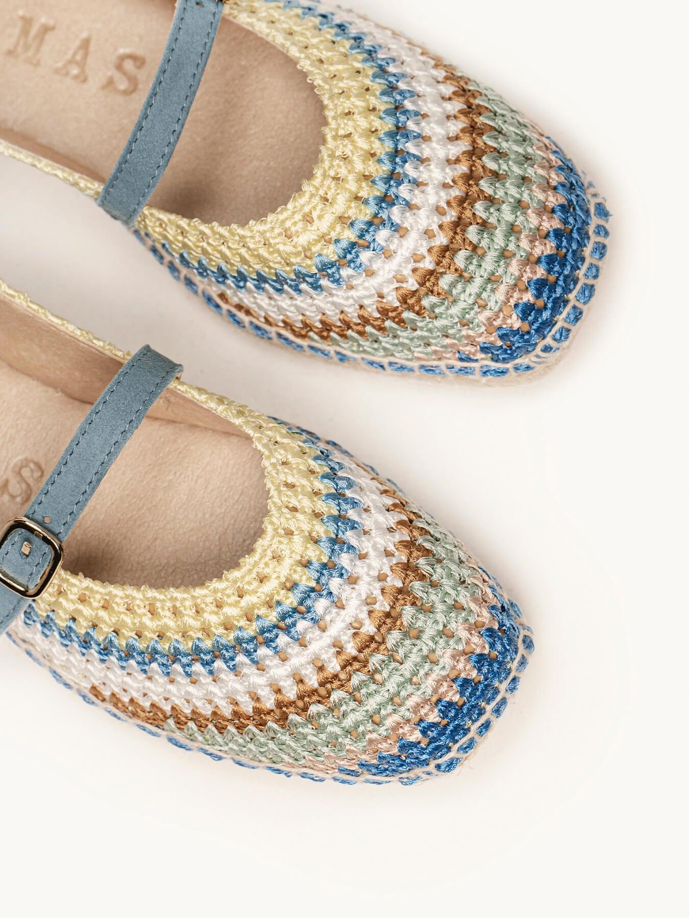 Campanilla Crochet Rayas Azul