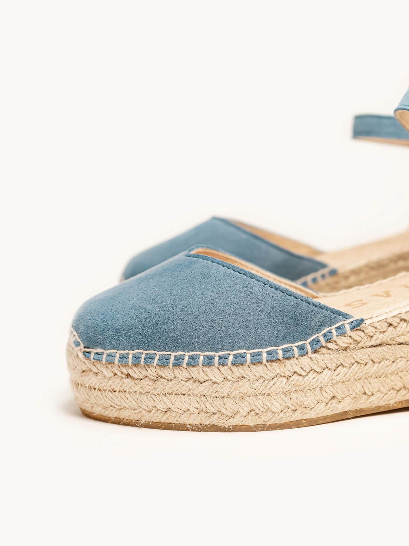 Jara Cuña 6 cm Ante Azul Jeans