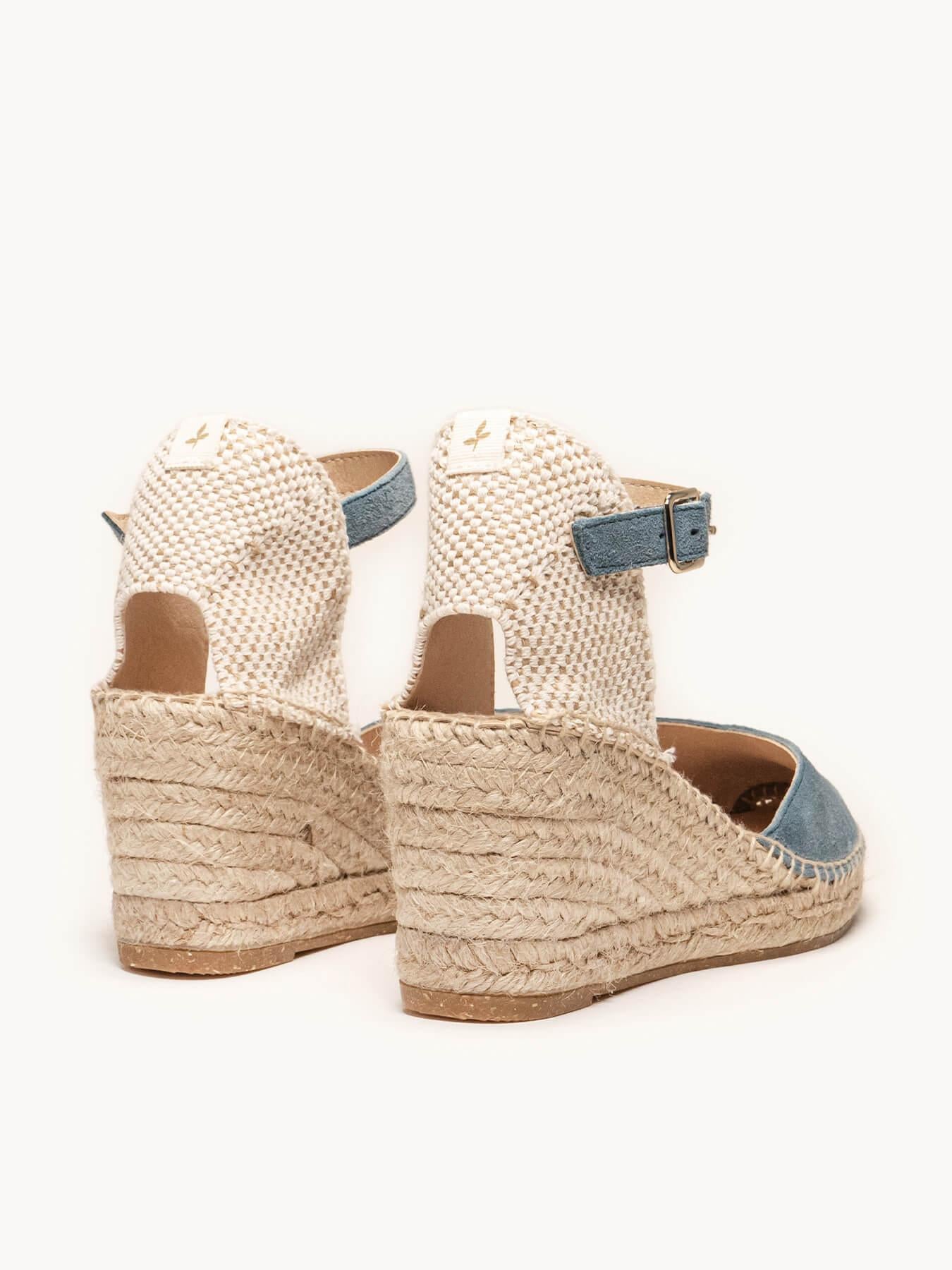 Jara Cuña 7 cm Ante Azul Jeans