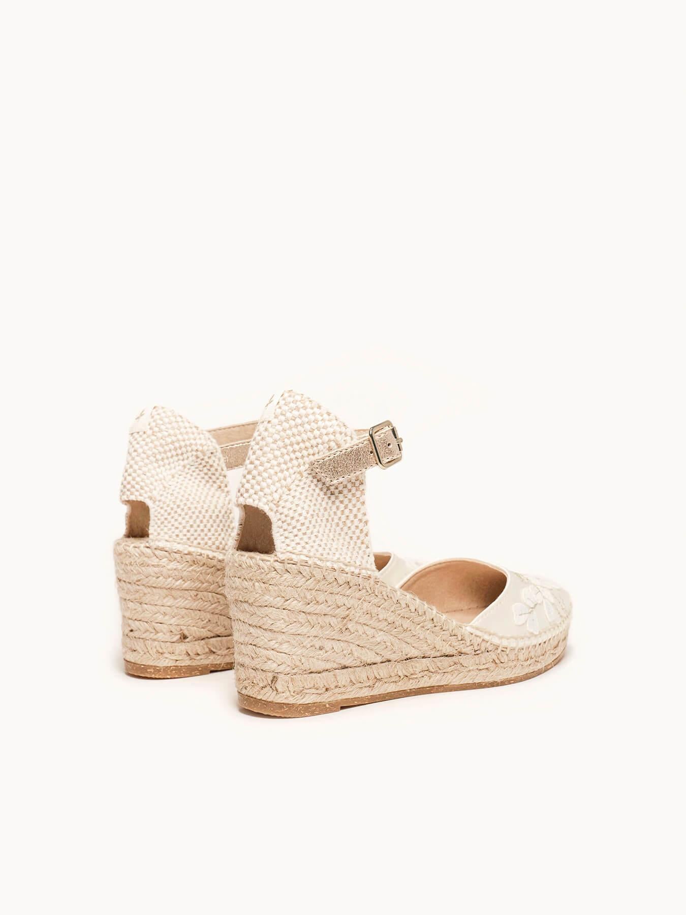 Dalia Cuña 7 cm Raso Blanco