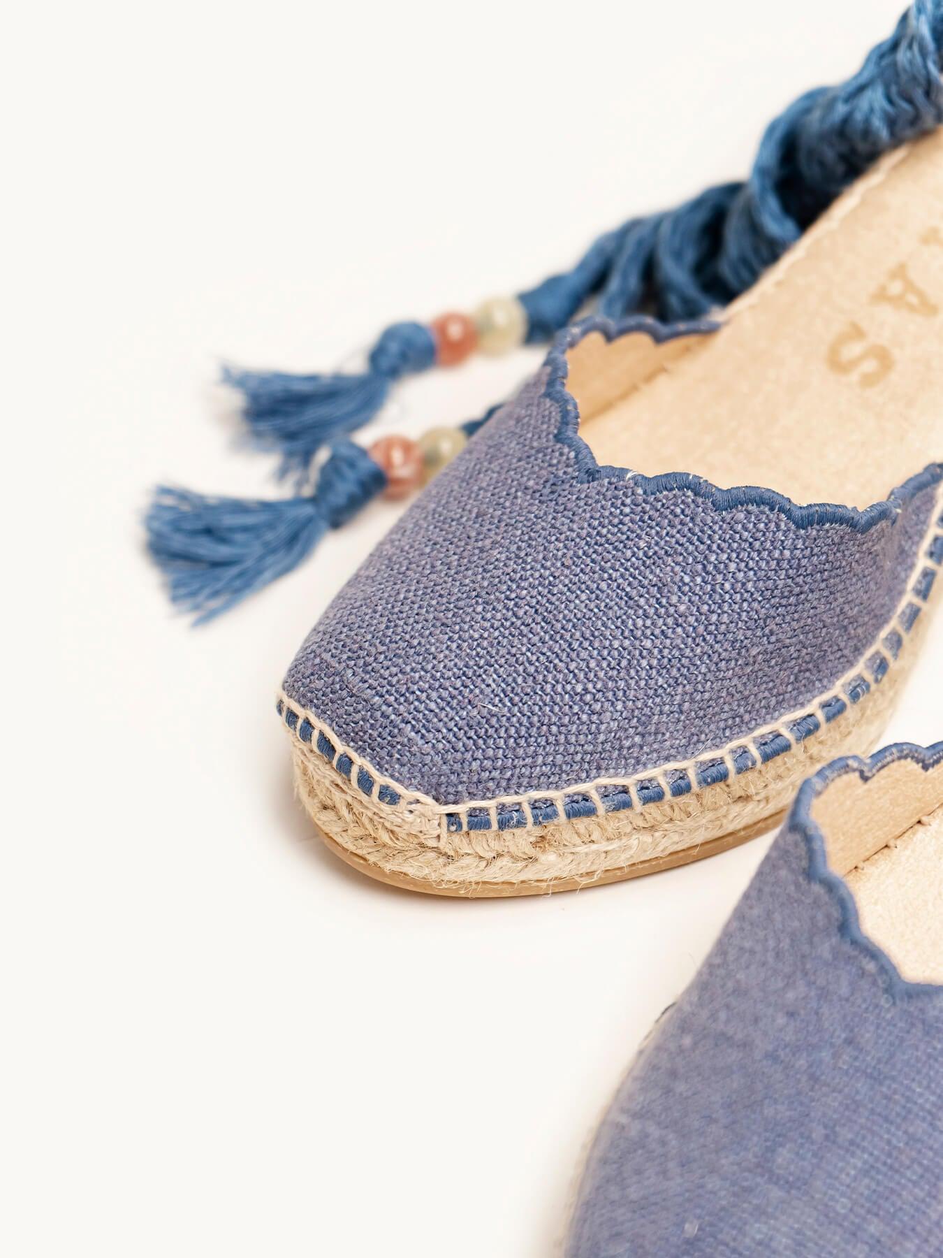 Romero Cuña 7 cm Lino Azul Jeans