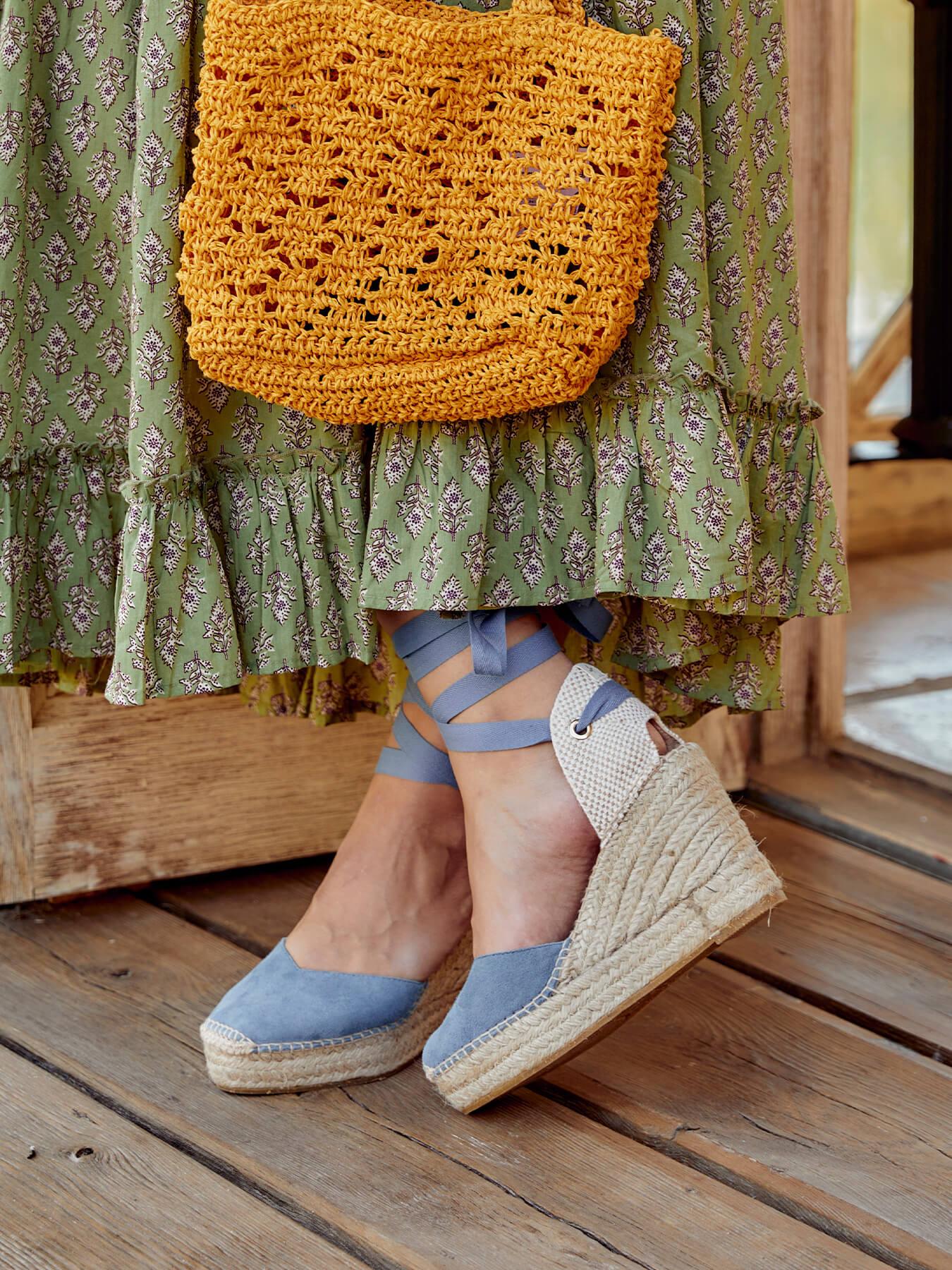 Romero Cuña Alta Ante Azul Jeans