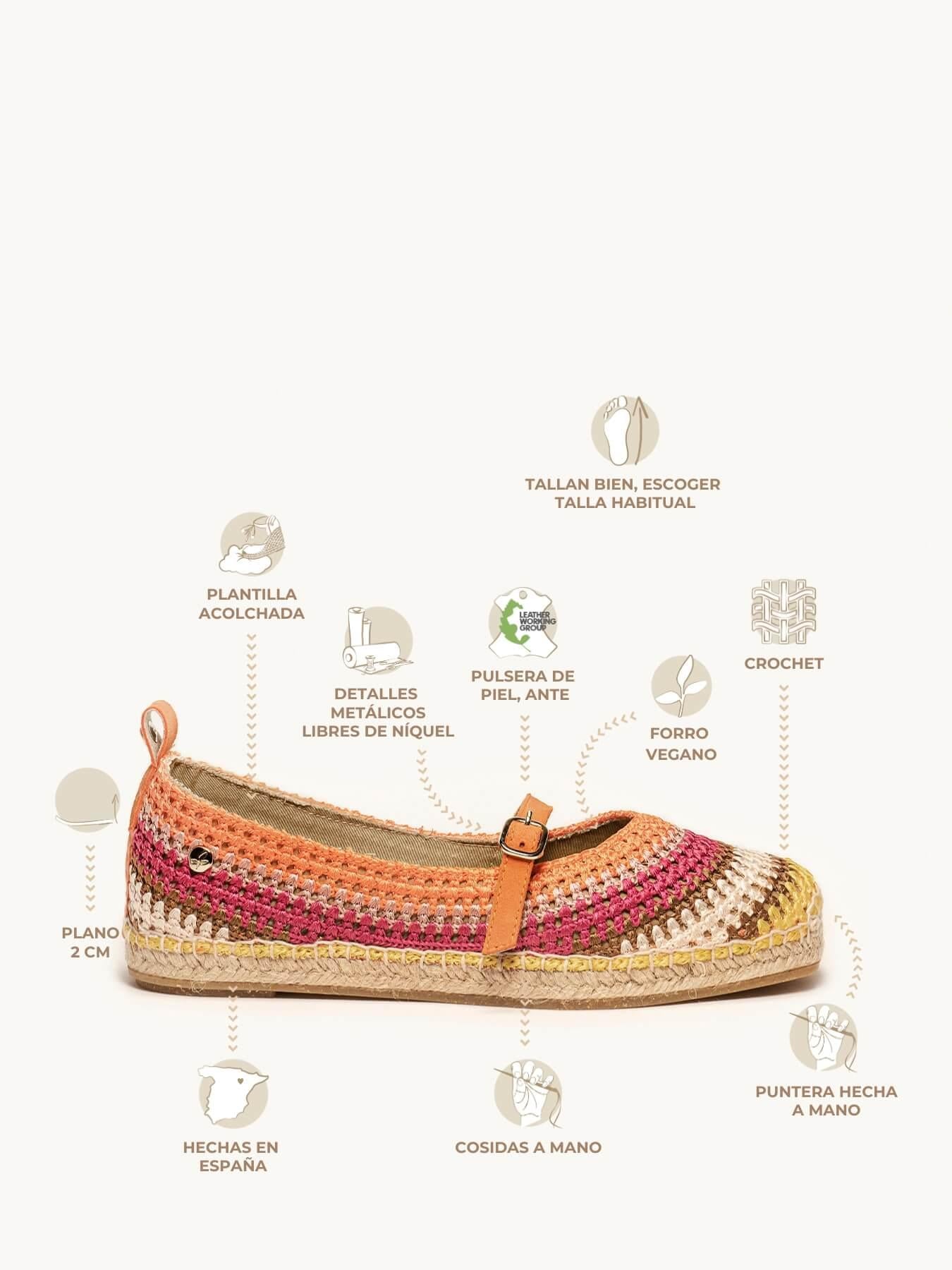 Campanilla Crochet Rayas Naranja