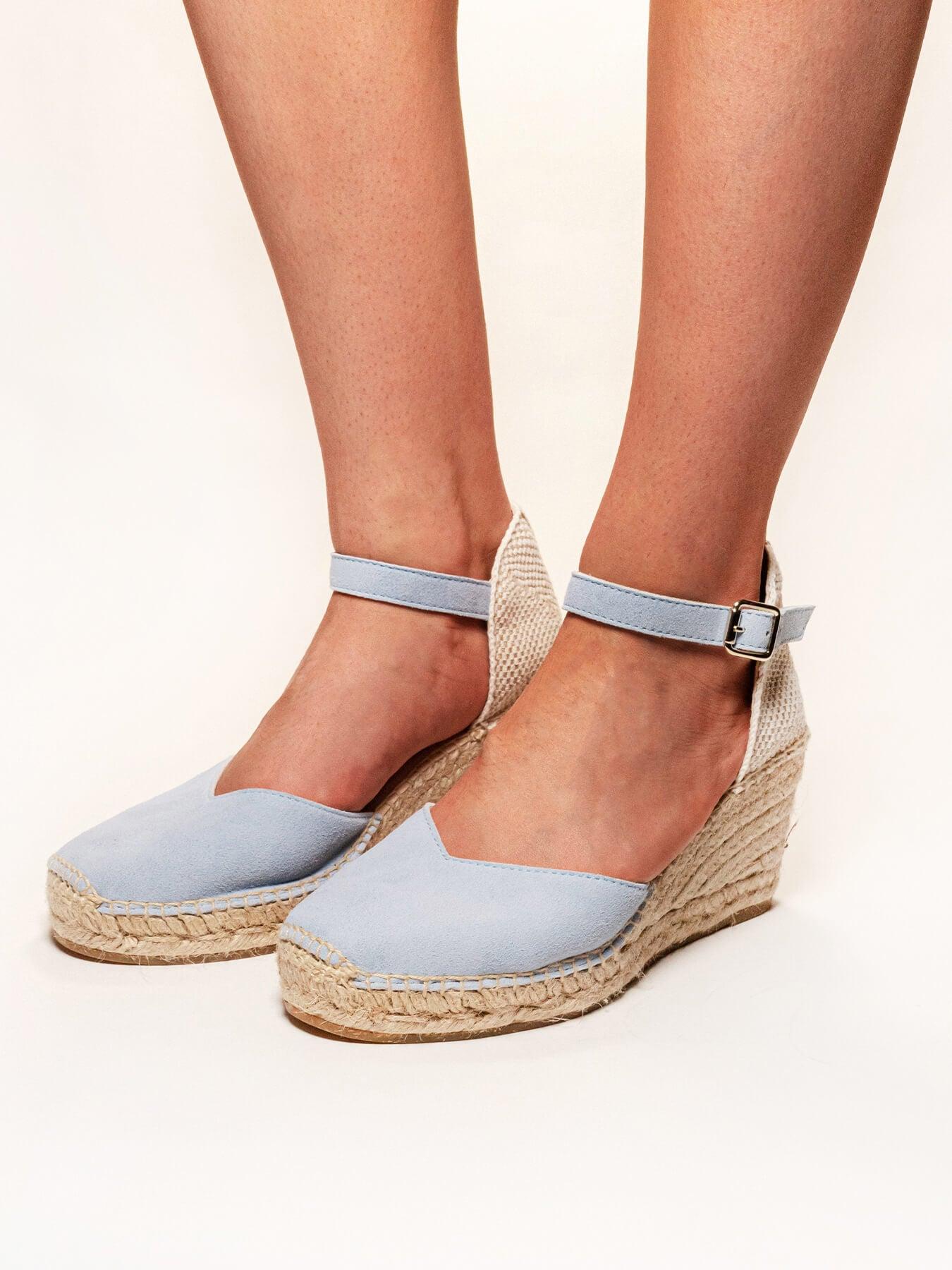 Jara Cuña 7 cm Ante Azul Claro