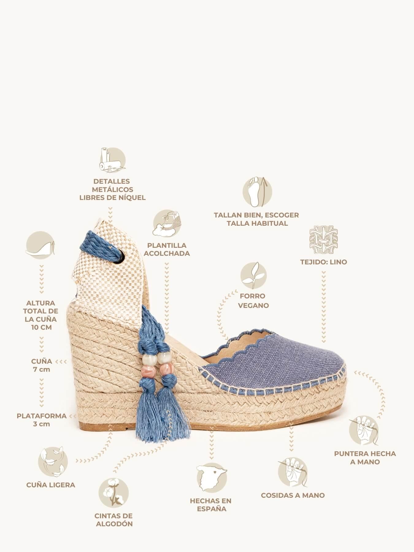 Romero Cuña 10 cm Lino Azul Jeans