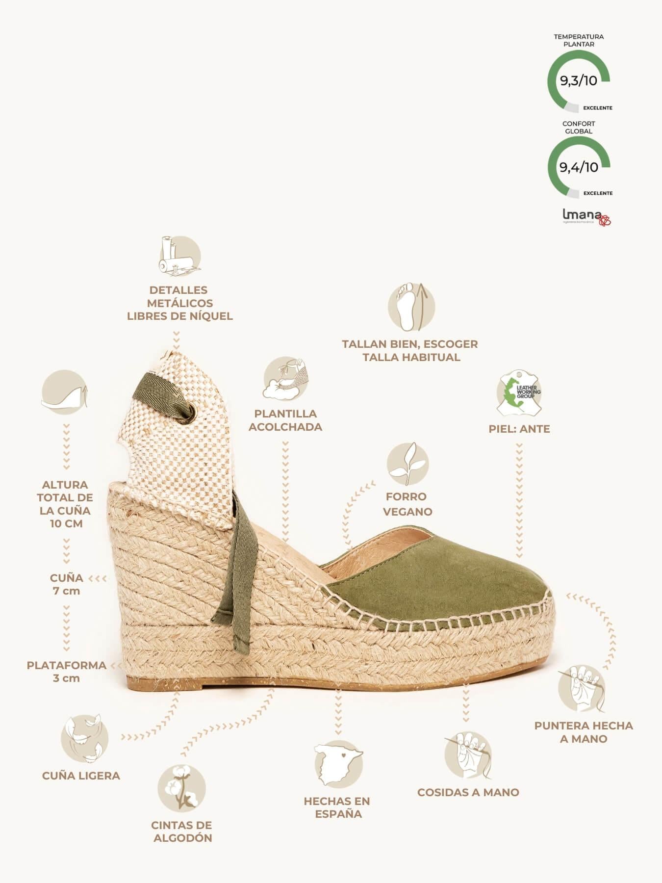 Romero Cuña 10 cm Ante Verde Kaki