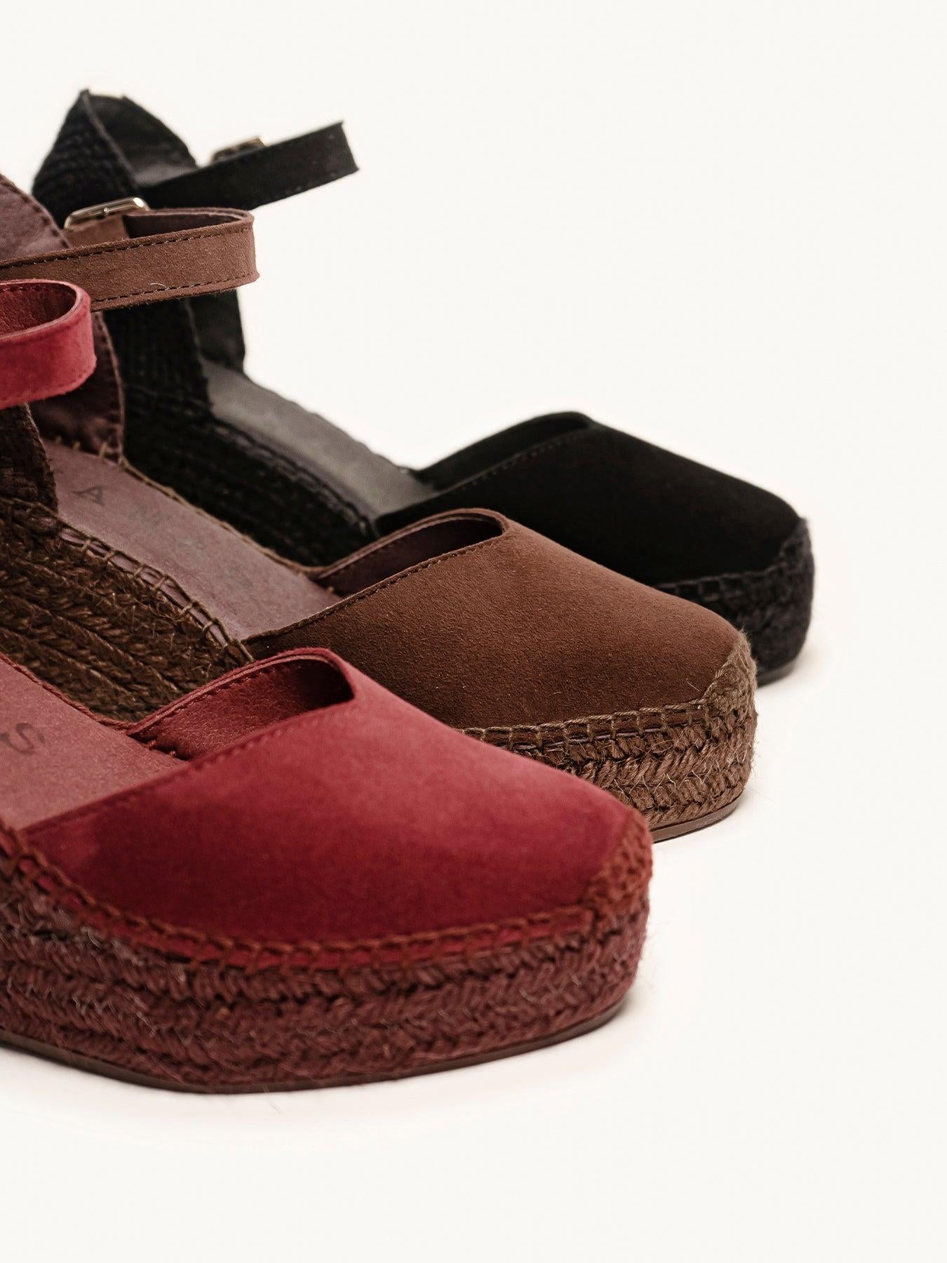 Jara Cuña 8 cm Ante Marrón Oscuro