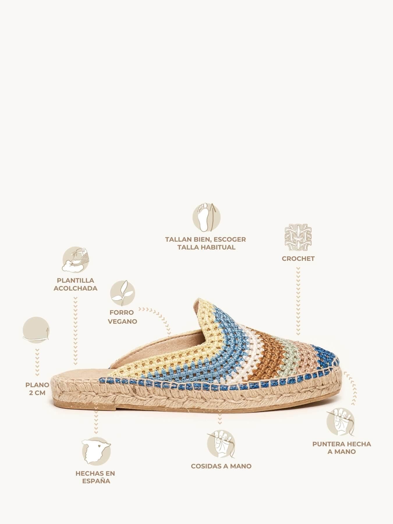 Loto Crochet Rayas Azul