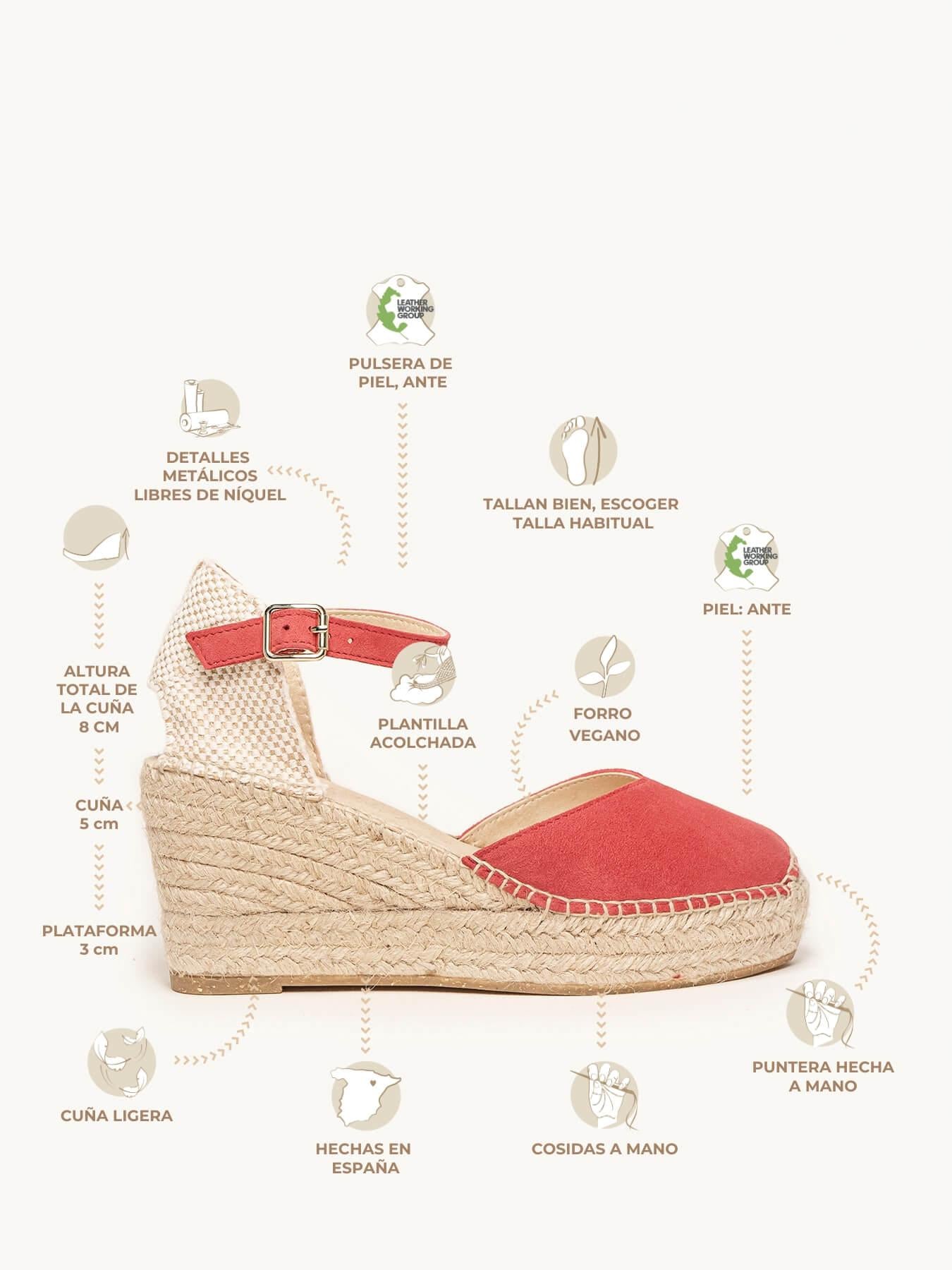 Jara Cuña 8 cm Ante Rojo