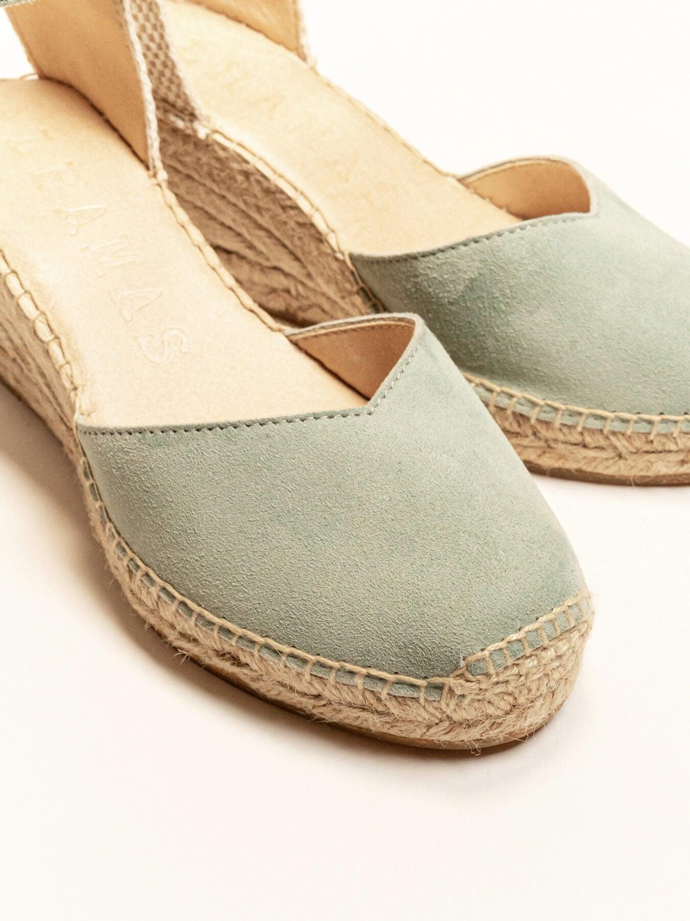 Jara Cuña 7 cm Ante Verde Claro