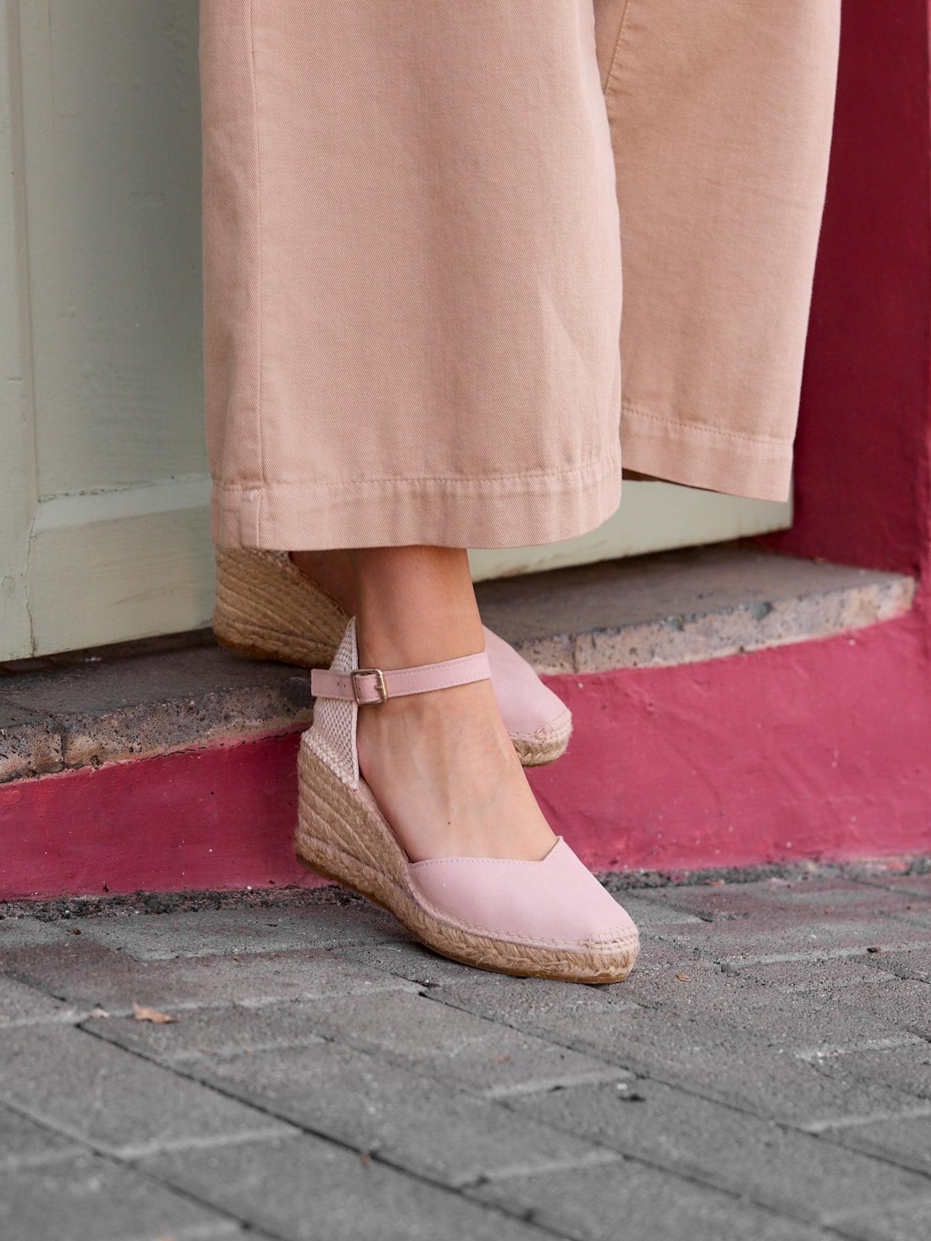 Jara Cuña 7 cm Ante Rosa Claro