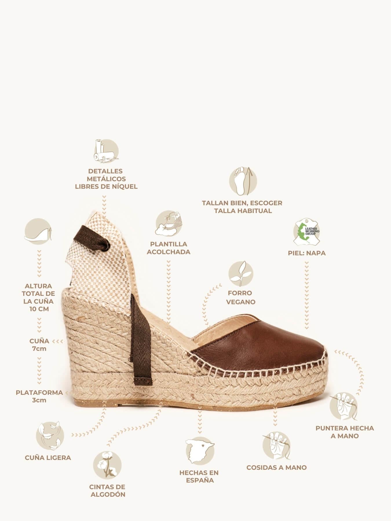 Romero Cuña Alta Napa Marrón Oscuro