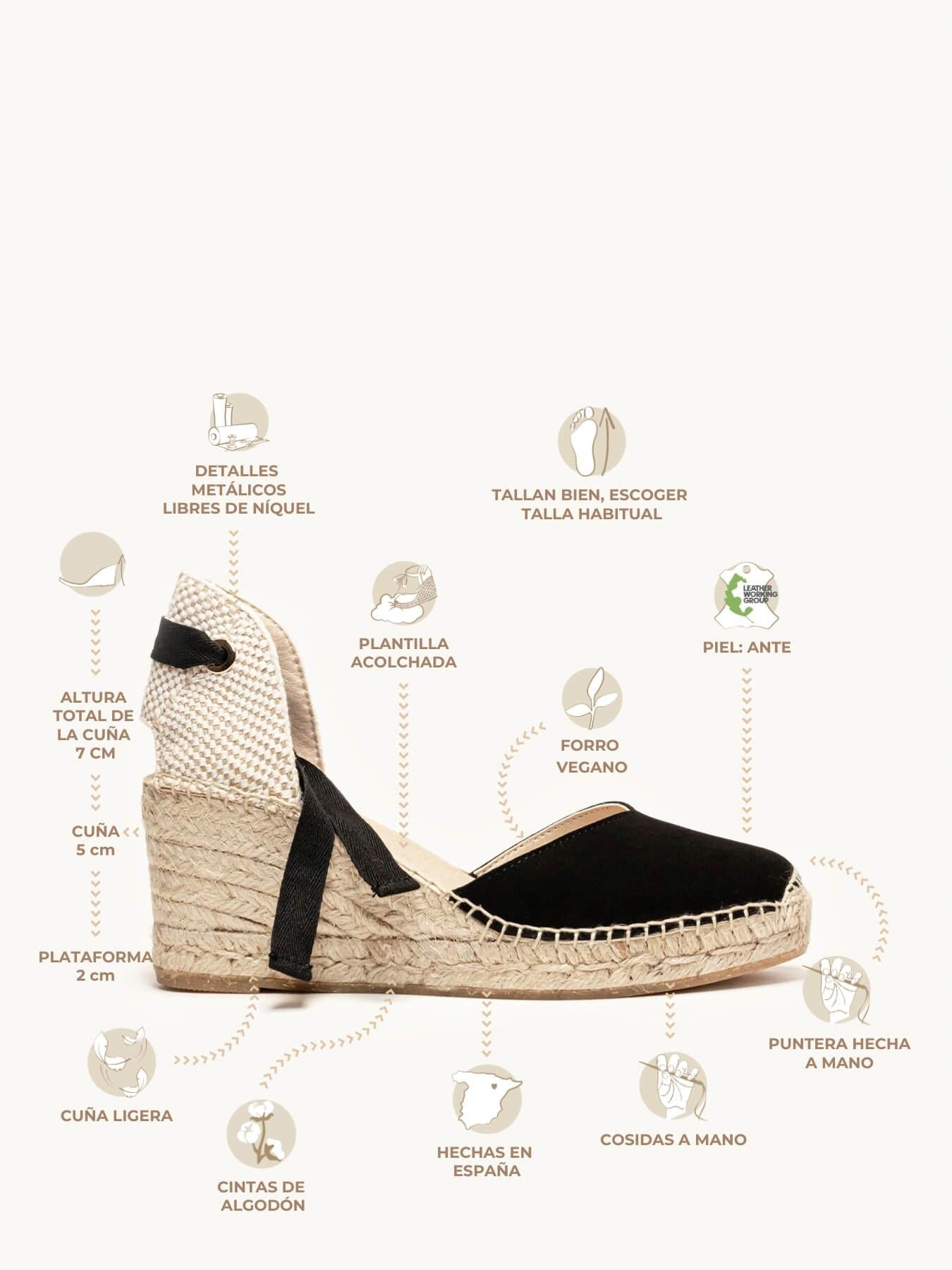 Romero Cuña 7 cm Ante Negro