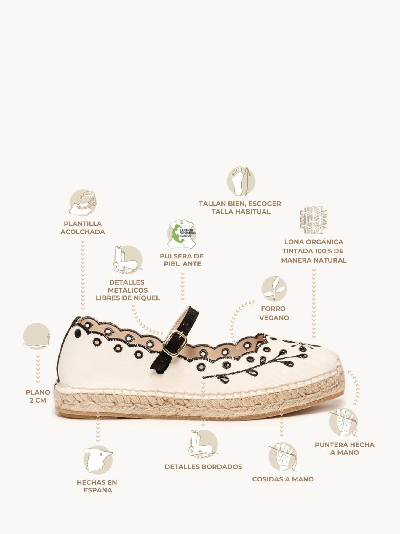 Campanilla Lona Bordada Negro