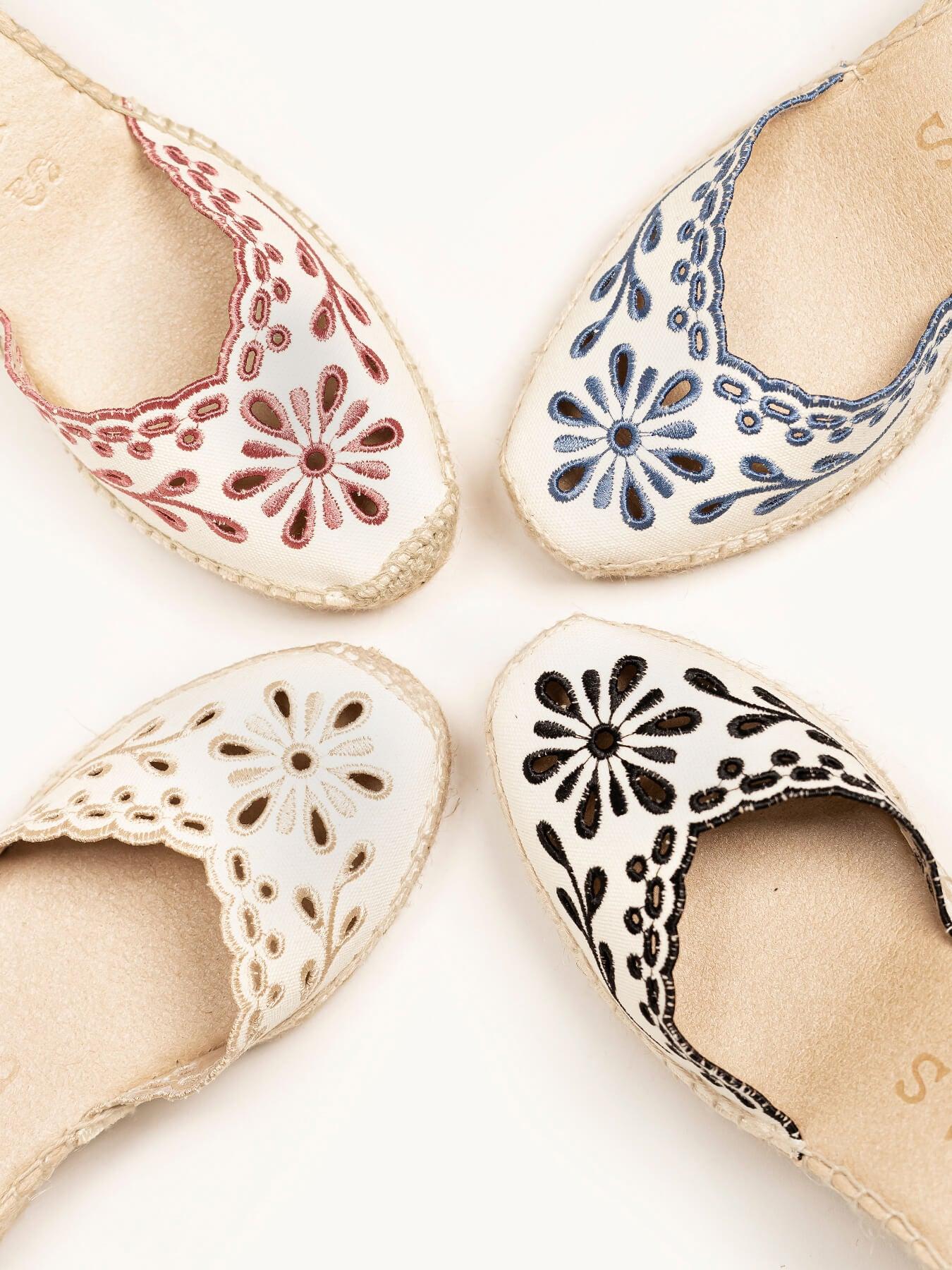 Romero Cuña Baja Lona Bordada Negro